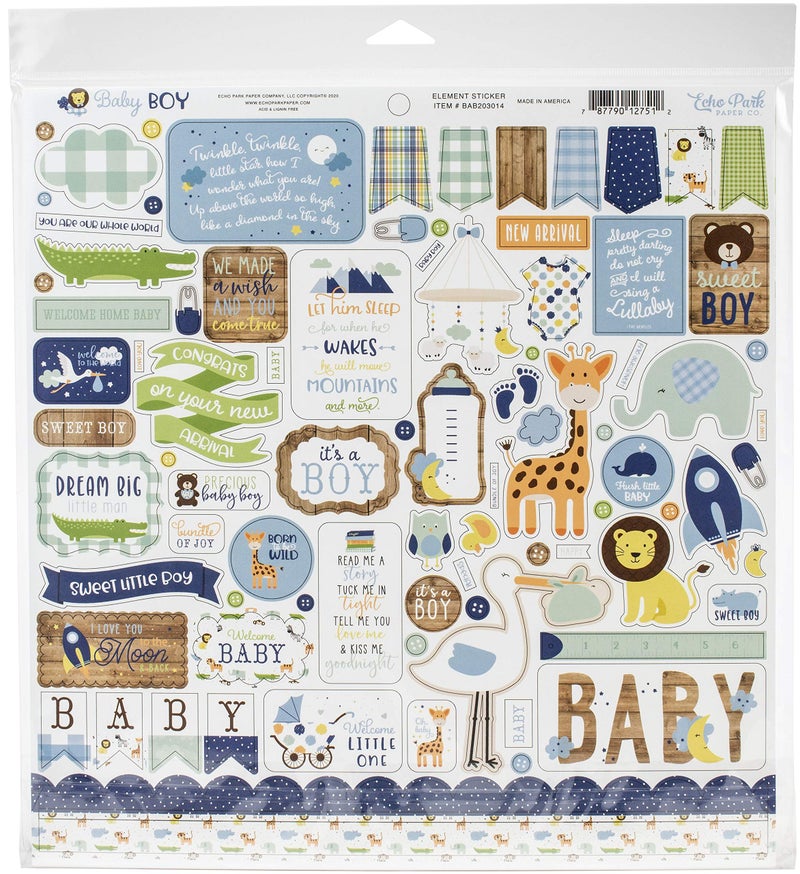 Echo Park Paper Company Baby Boy Collection Kit paper, blue, green, mint, yellow 12-x-12-Inch - Image 2